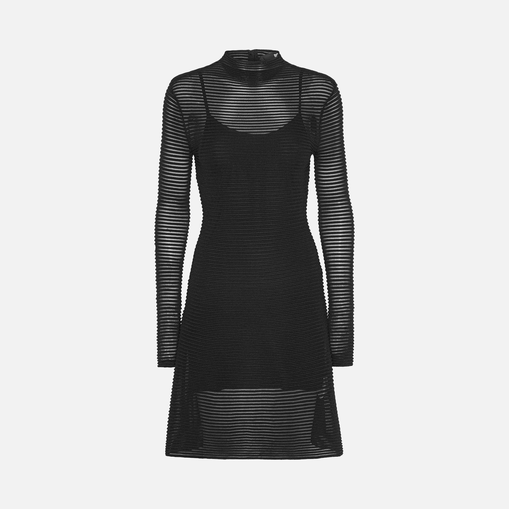 Knitted Flared Mini Dress Black
