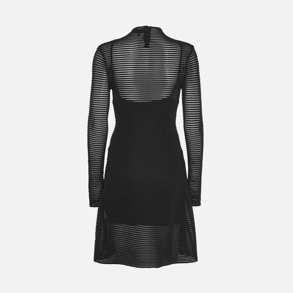 Knitted Flared Mini Dress Black