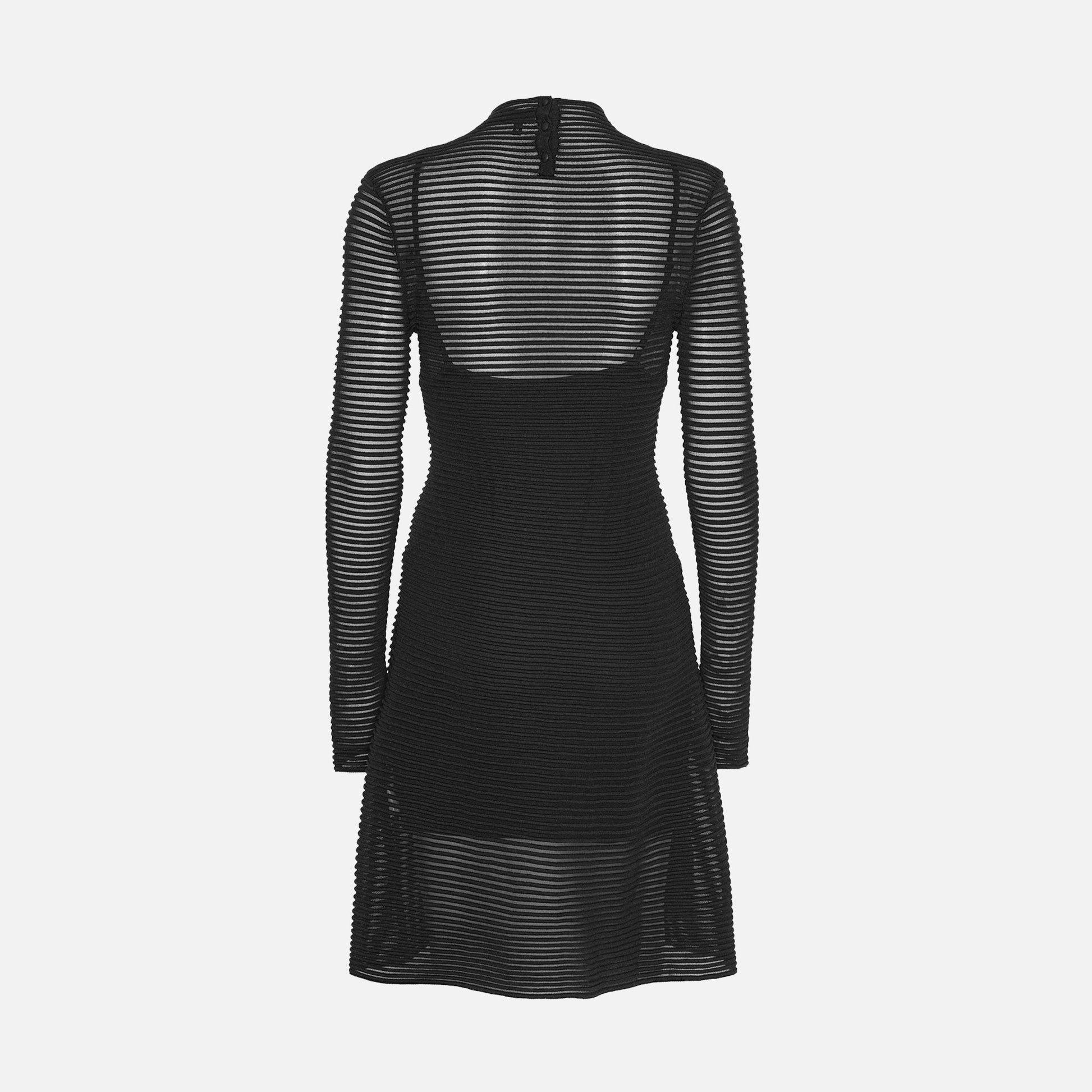 Knitted Flared Mini Dress Black