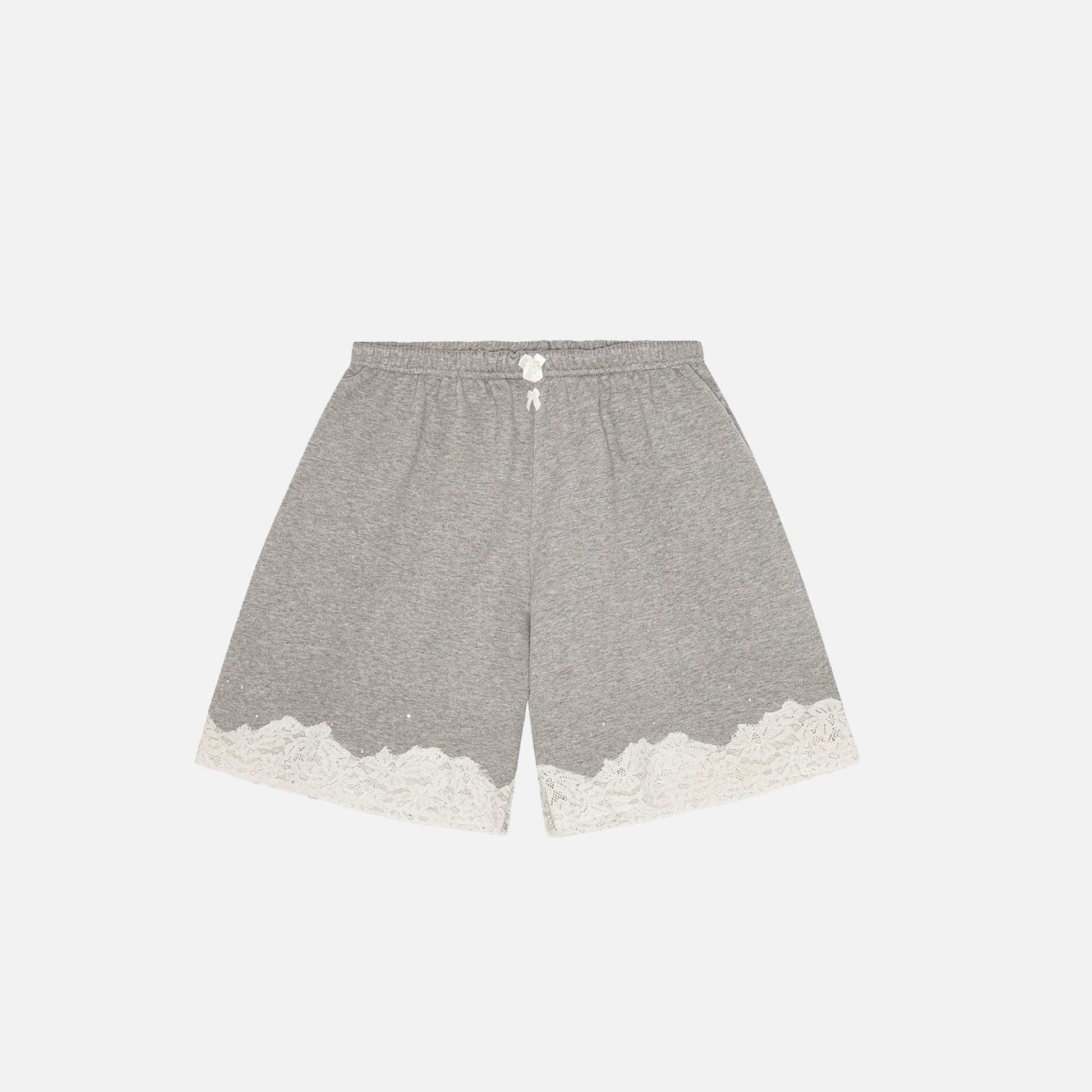 Lace Bermuda Sweatshorts Light Grey Melange