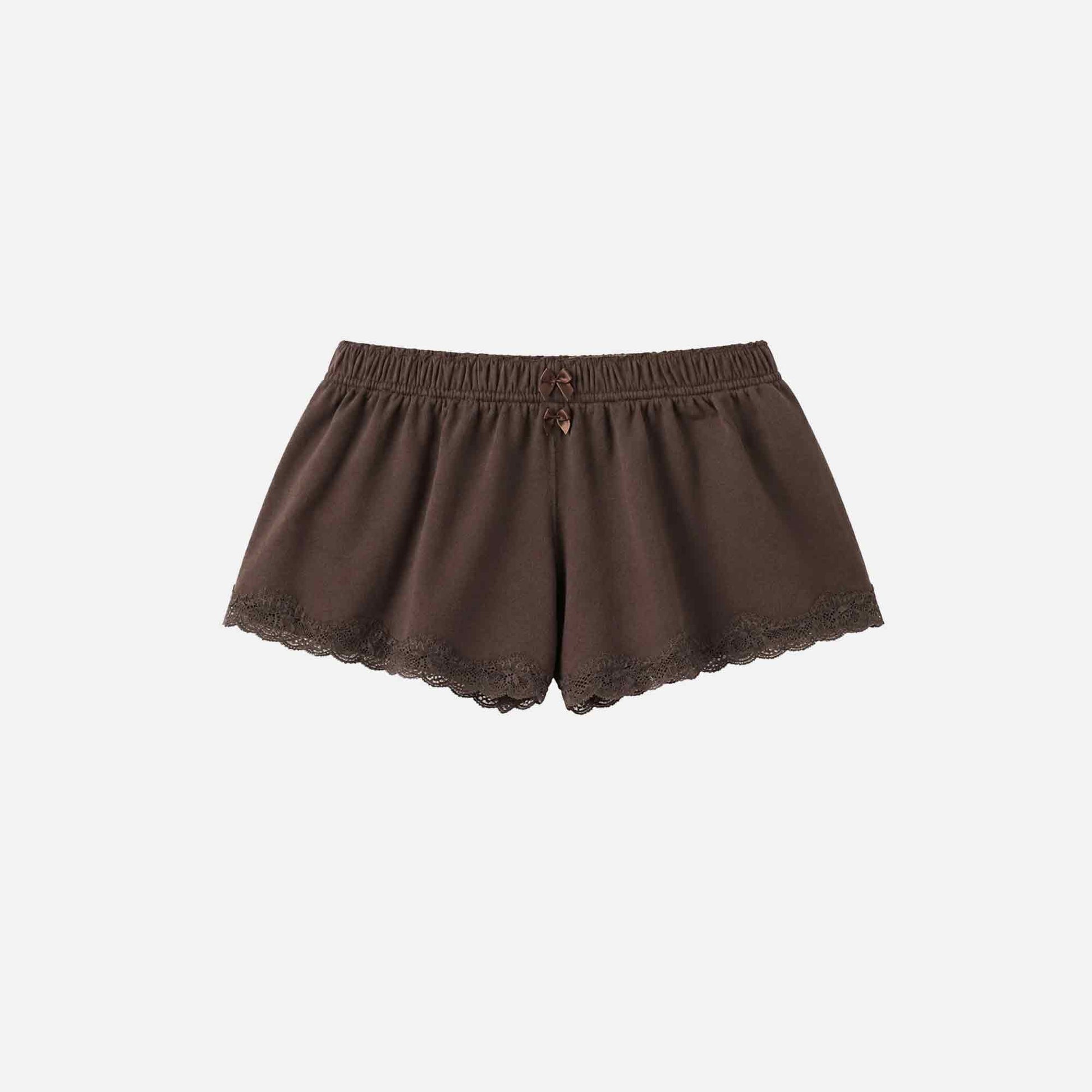 Lace Mini Sweatshorts Cocoa Brown