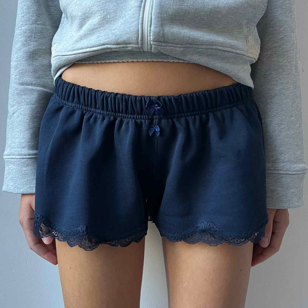 Lace Mini Sweatshorts Navy