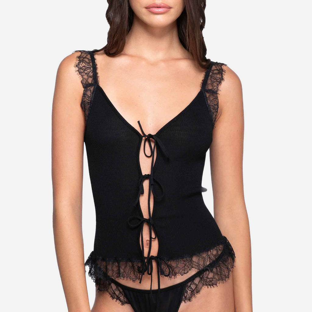 Lace Top Wool/Silk Black