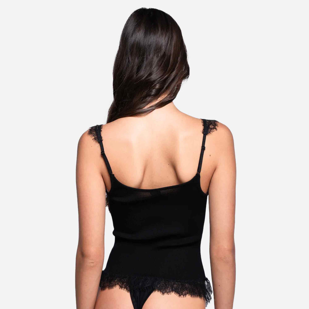 Lace Top Wool/Silk Black
