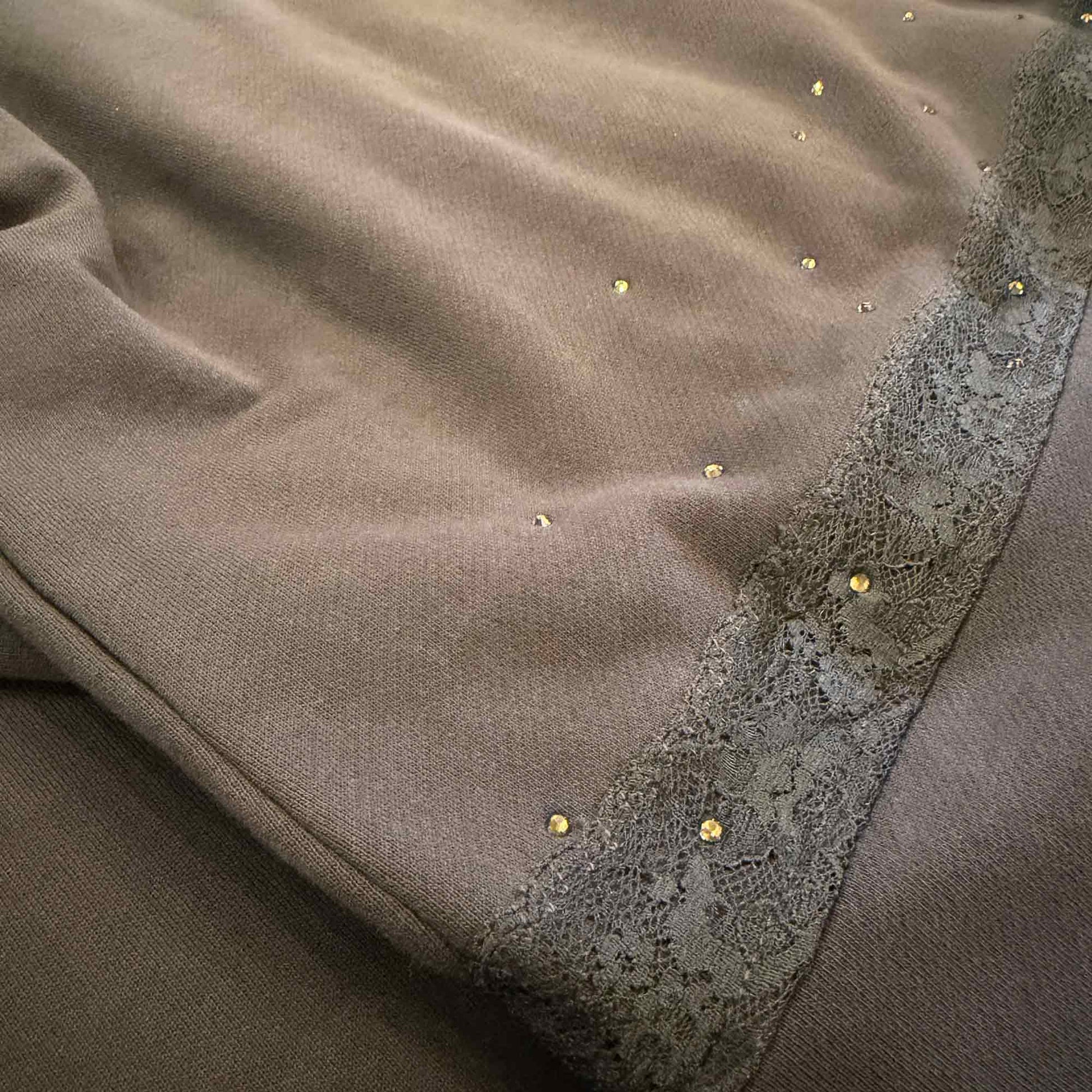 Lace Zip-Up Hoodie Cocoa Brown