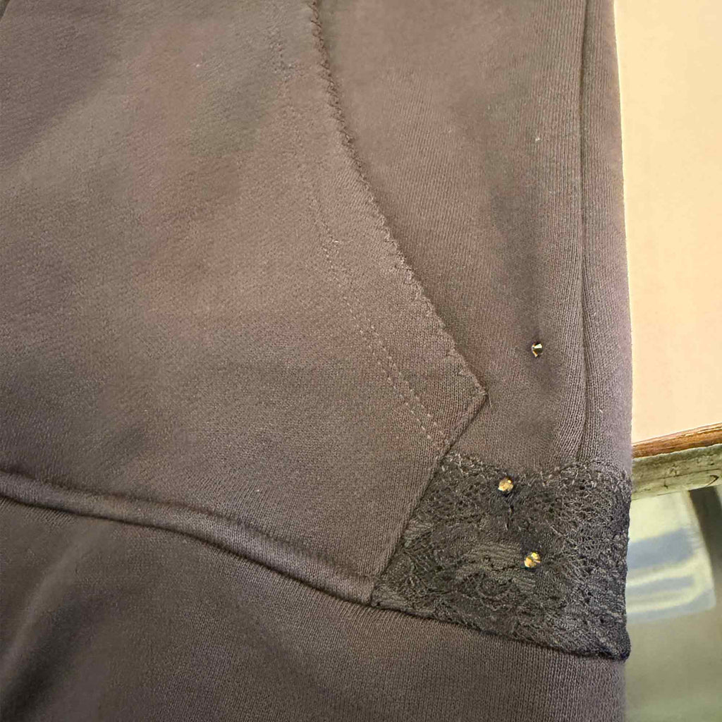 Lace Zip-Up Hoodie Cocoa Brown