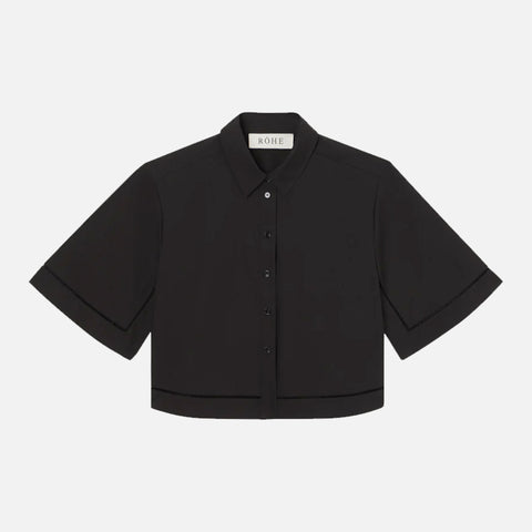 Ladder Embroidered Poplin Shirt Black