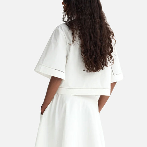 Ladder Embroidered Poplin Shirt White