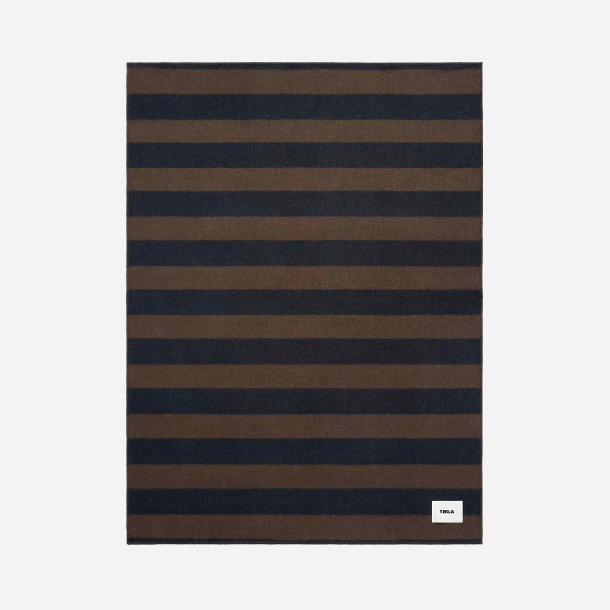 Lambswool Blanket Walnut and Dusk Blue Stripes