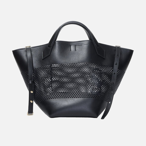 Large Chelsea Tote Perforated Leather Black