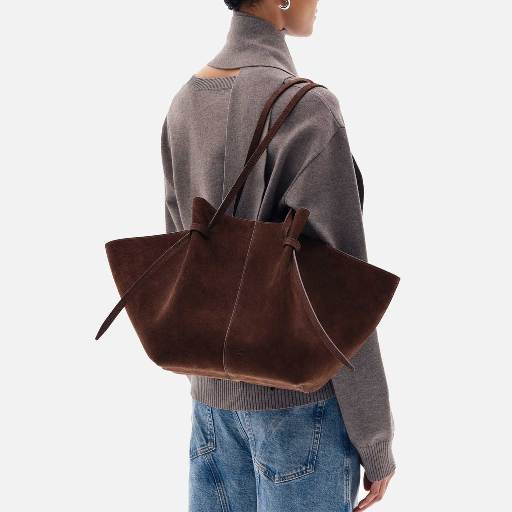 Large Mochi Tote Bag Suede Chocolate