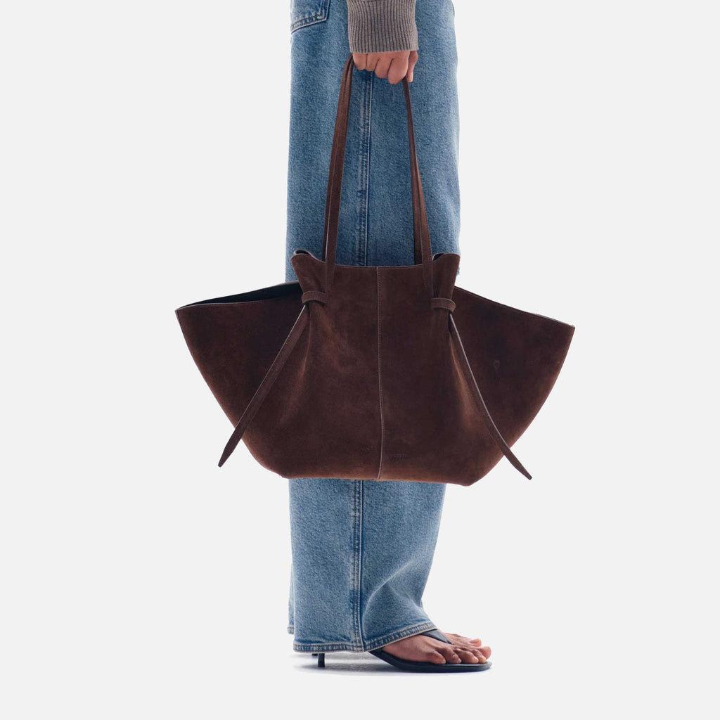 Large Mochi Tote Bag Suede Chocolate