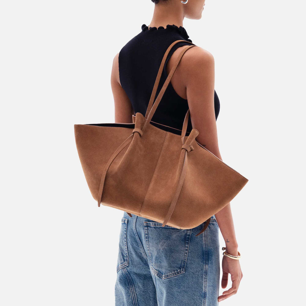 Large Mochi Tote Bag Suede Cognac