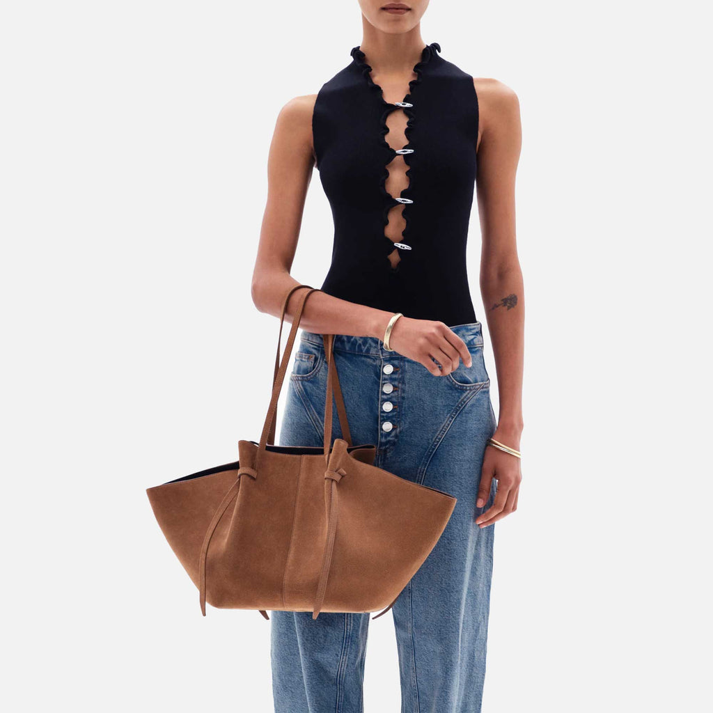 Large Mochi Tote Bag Suede Cognac