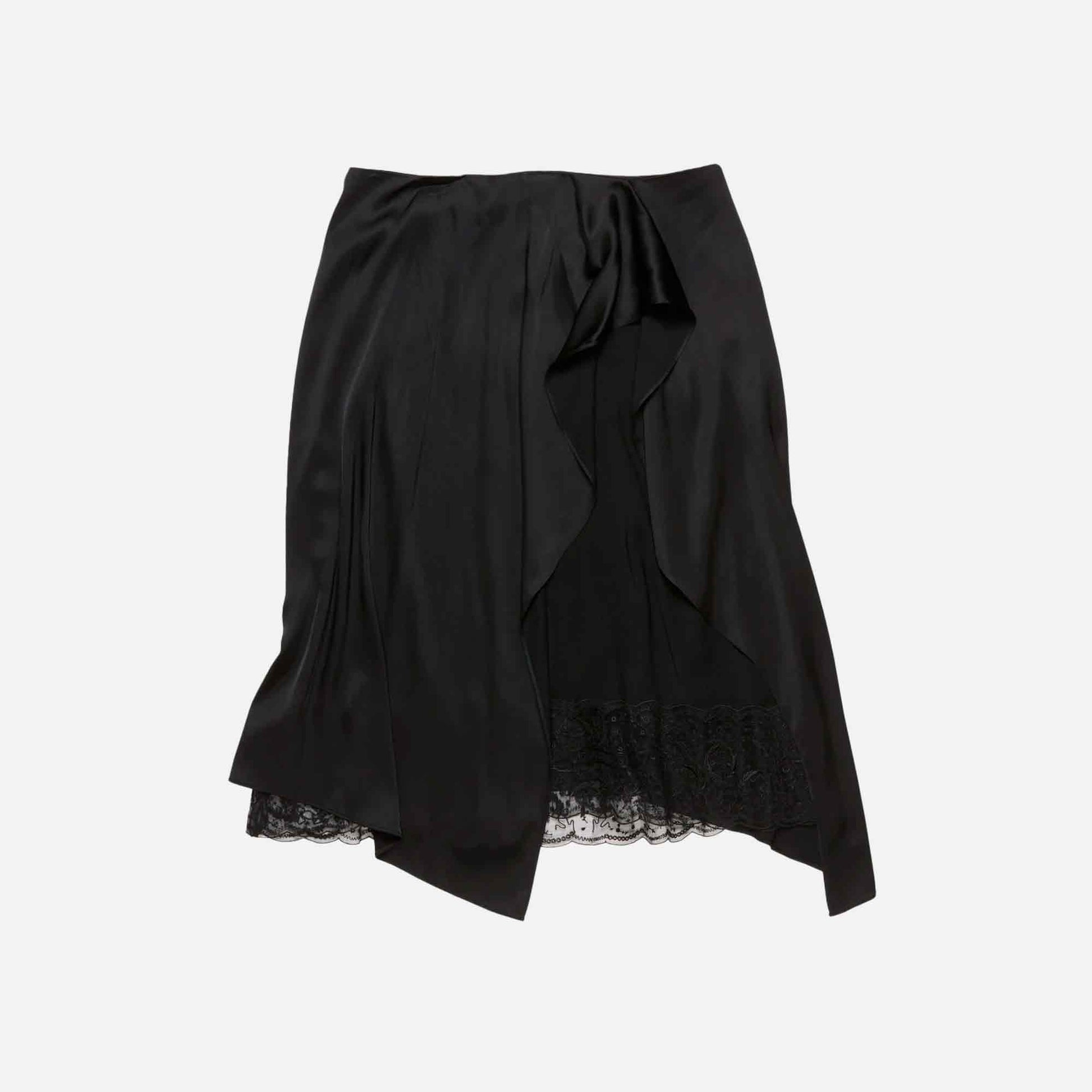 Layered Satin Skirt Black