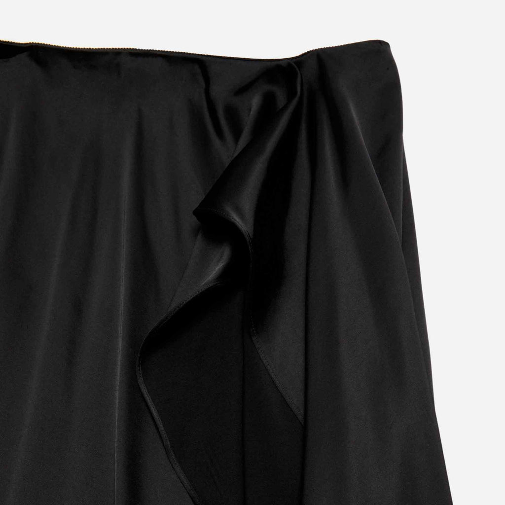 Layered Satin Skirt Black