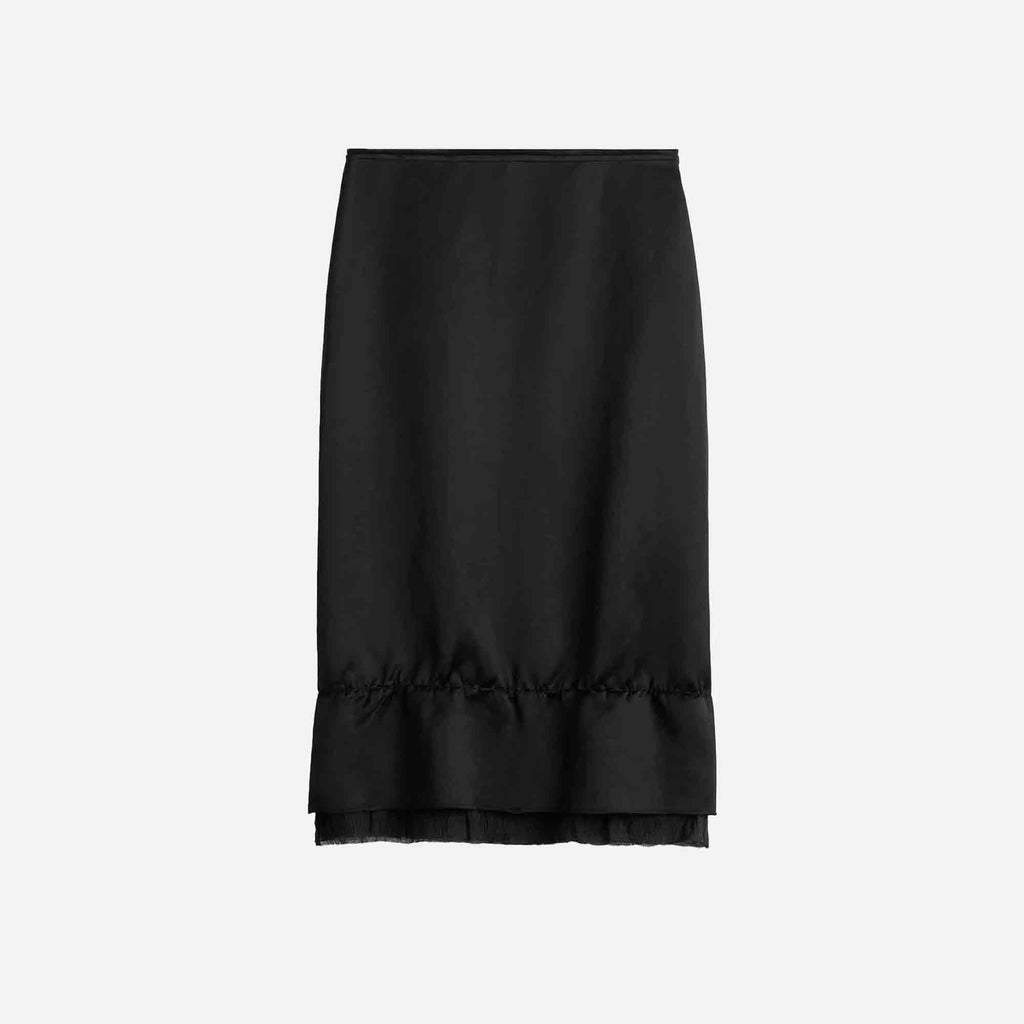 Layered Satin Skirt Black