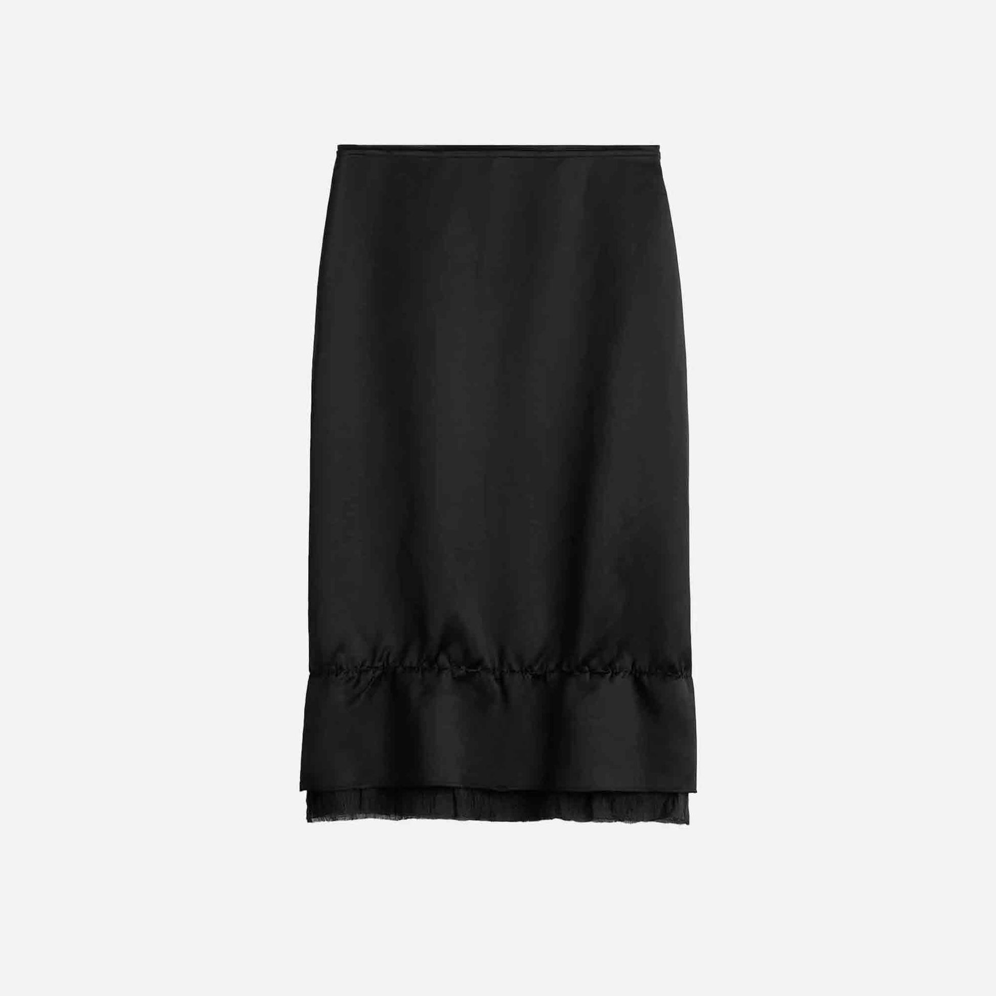 Layered Satin Skirt Black
