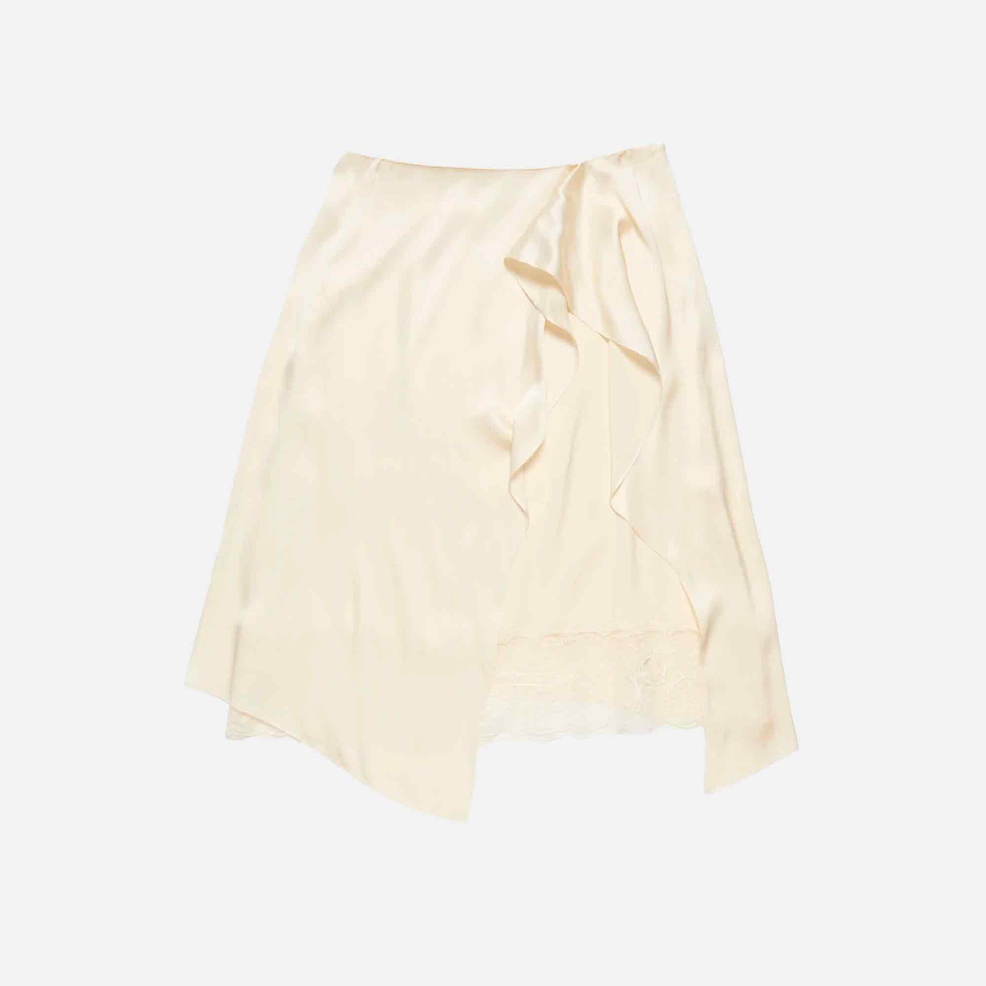 Layered Satin Skirt Cream White