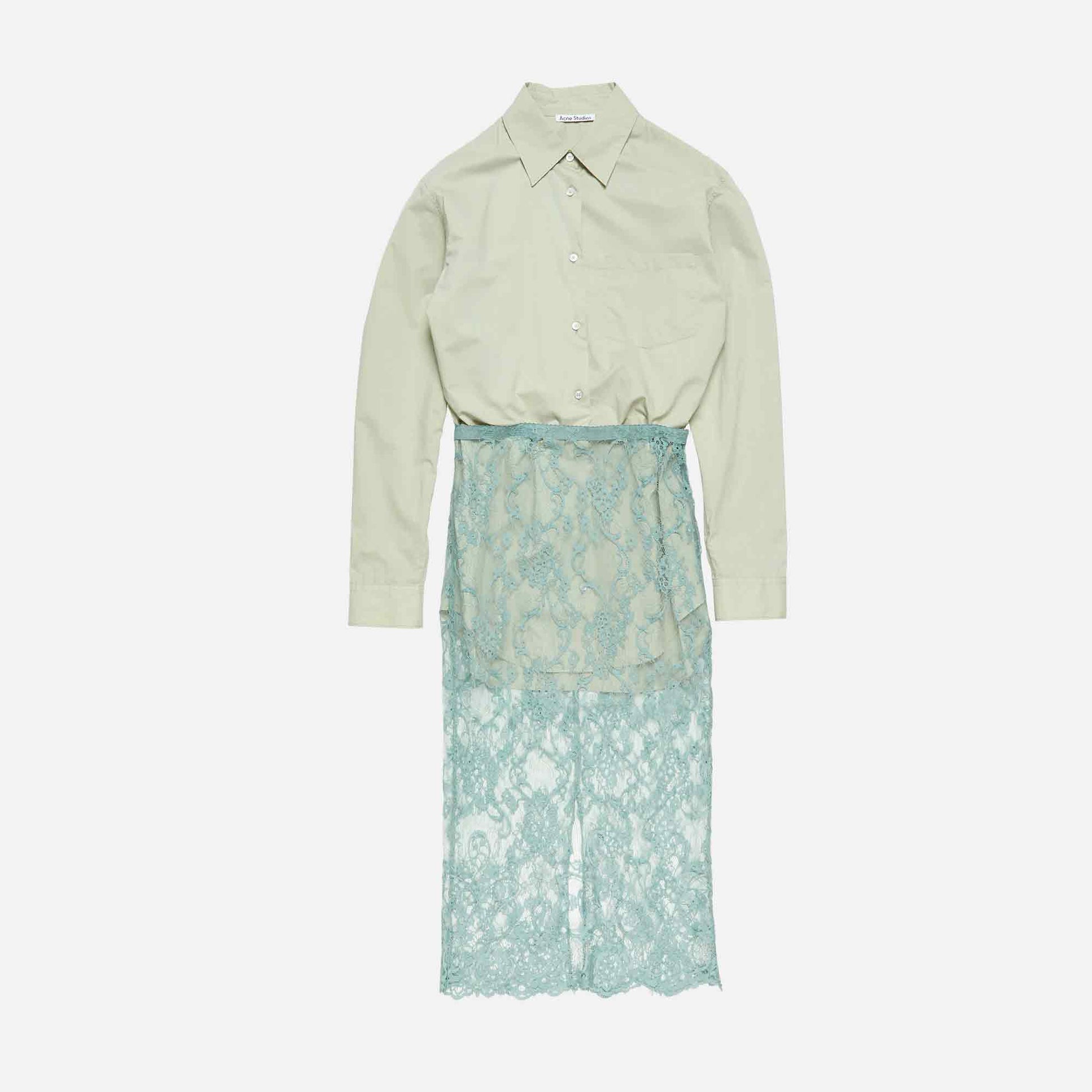 Layered Shirt Dress Eucalyptus Green
