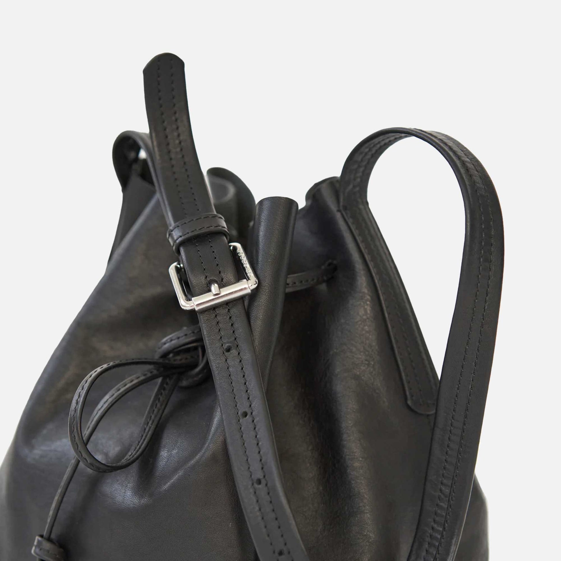 Leather Bucket Bag Black