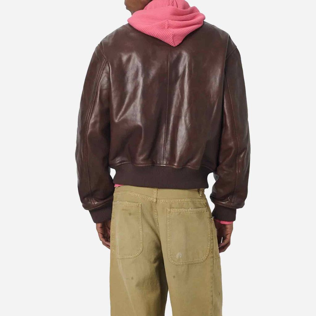 Leather Flight Jacket Brown