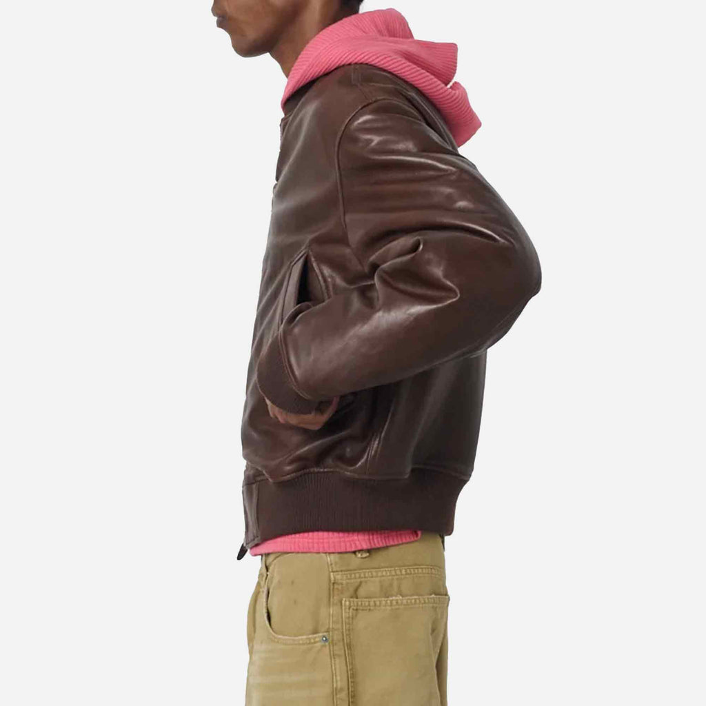 Leather Flight Jacket Brown