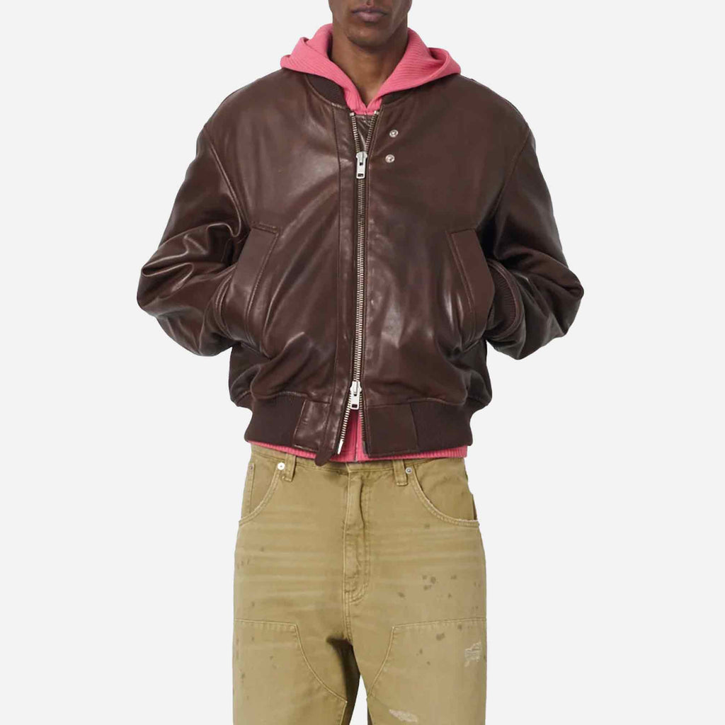 Leather Flight Jacket Brown