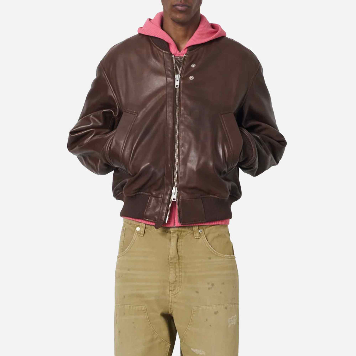 Leather Flight Jacket Brown