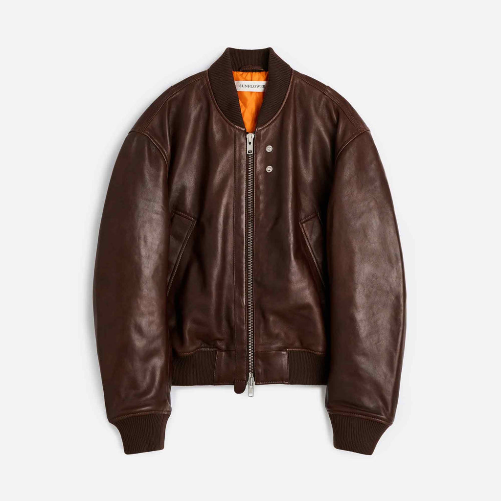 Leather Flight Jacket Brown