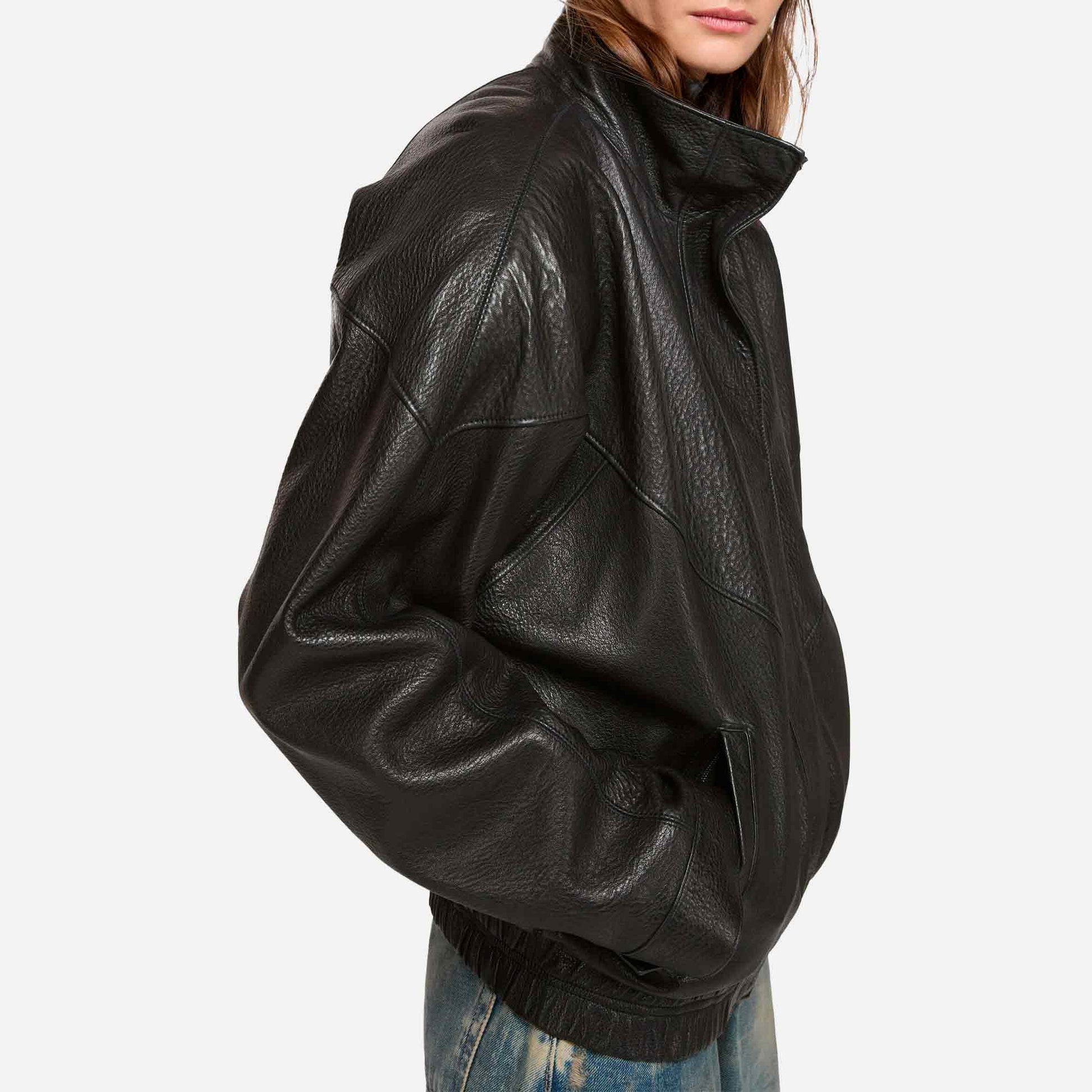 Leather Logo Jacket Black