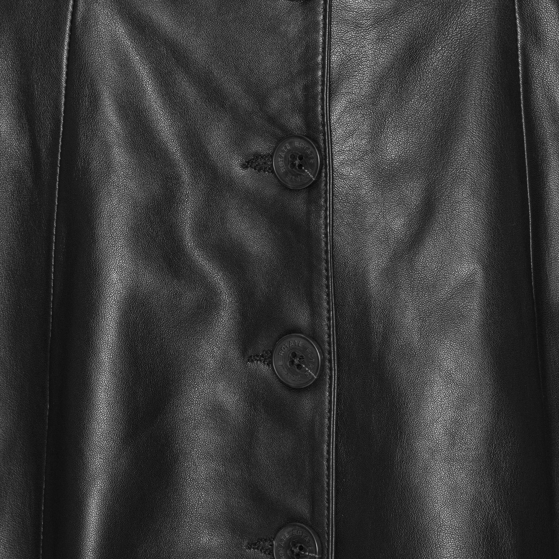 Buttoned Leather Skirt Black