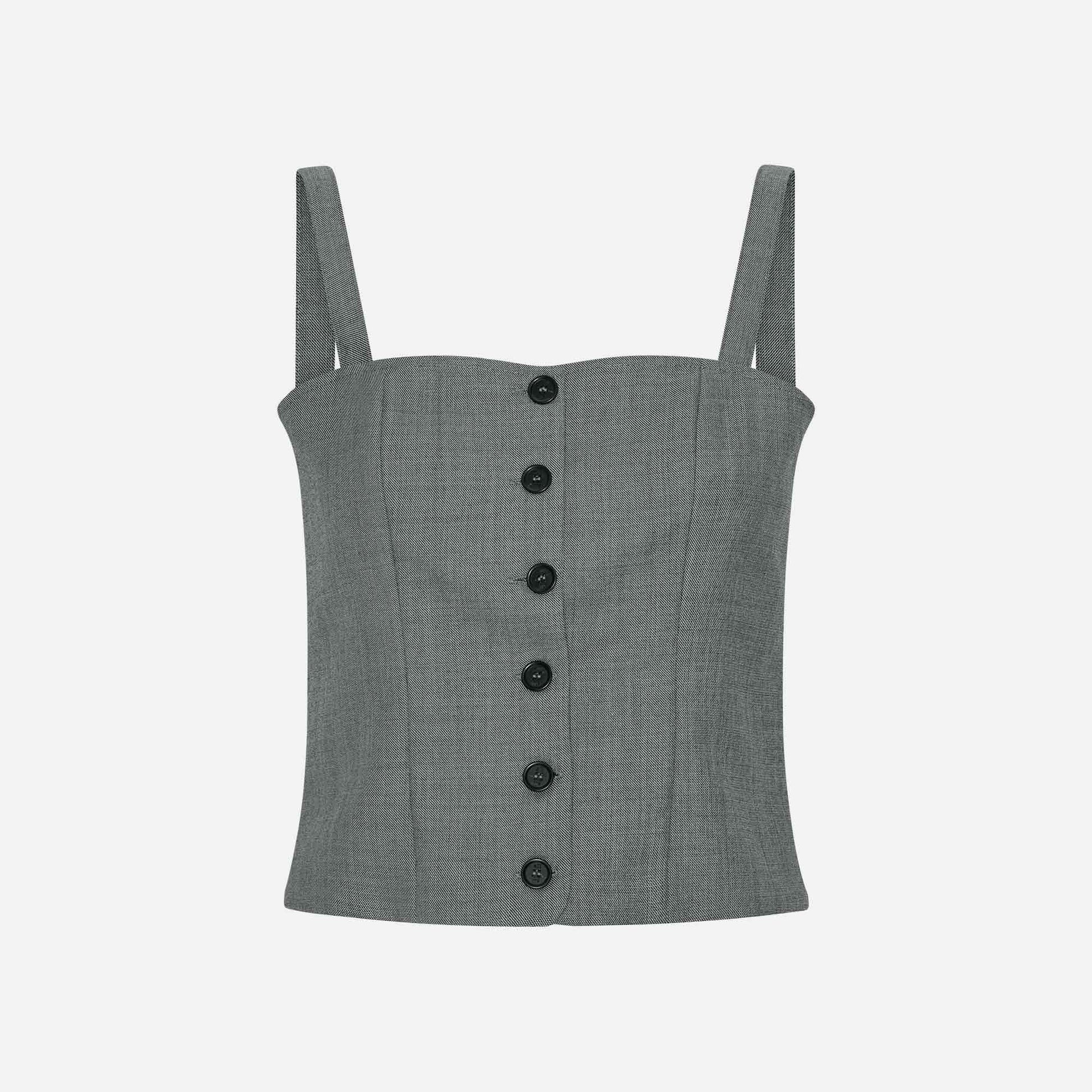 Leon Top Black Melange Wool