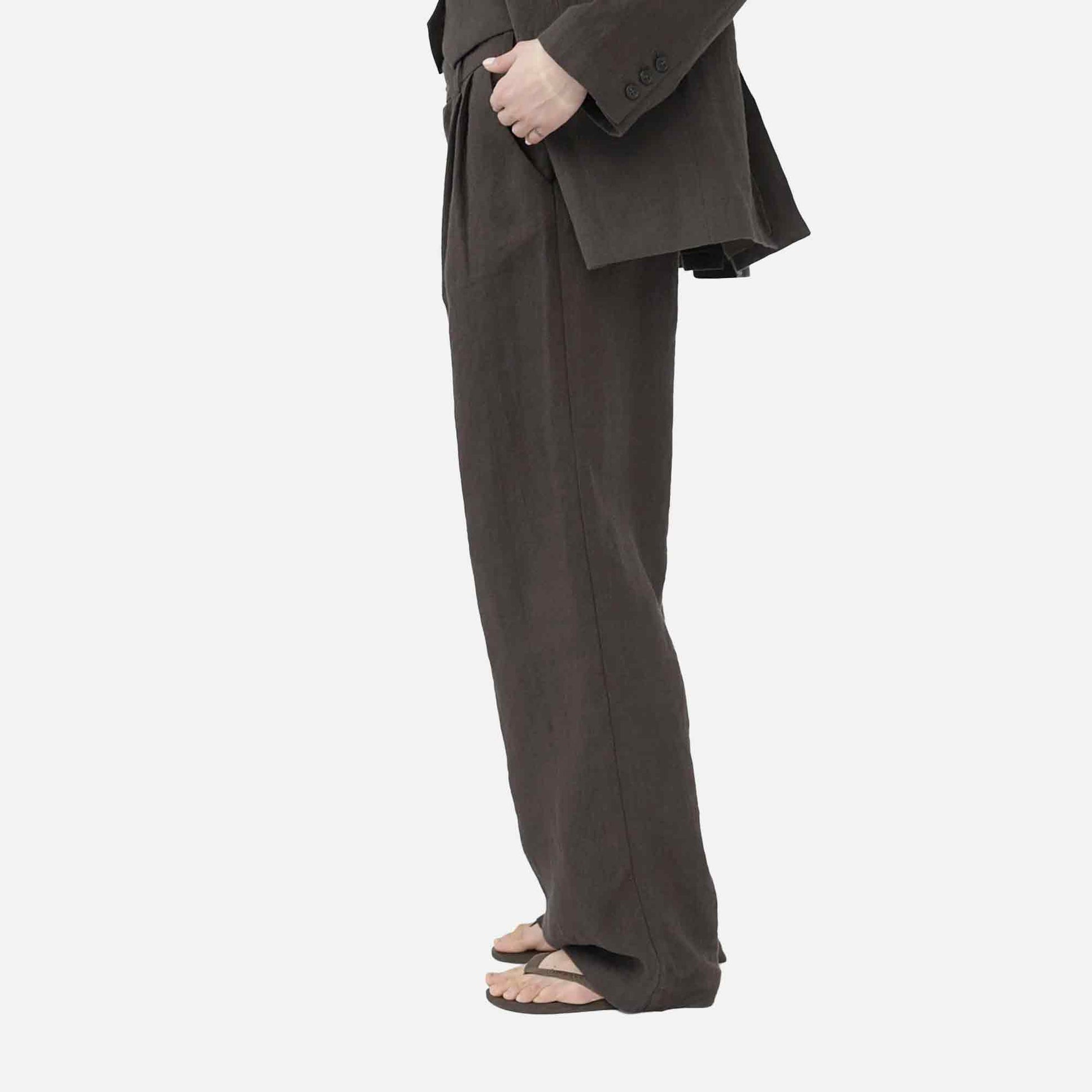 Linen Box Pants Brown