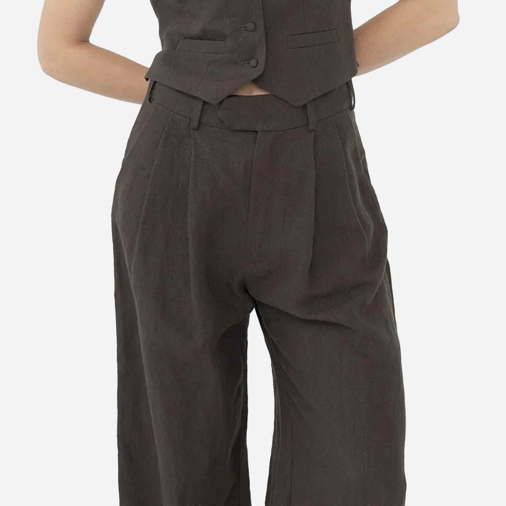 Linen Box Pants Brown