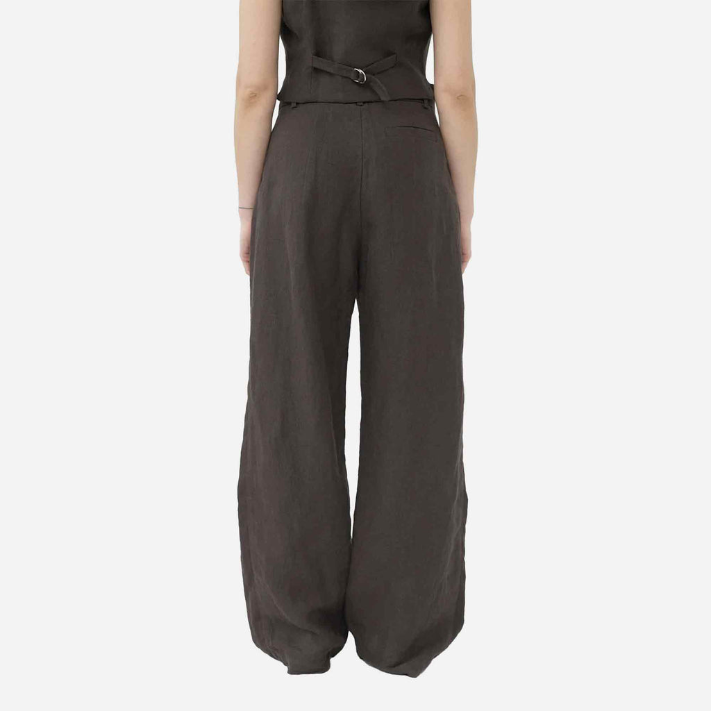 Linen Box Pants Brown
