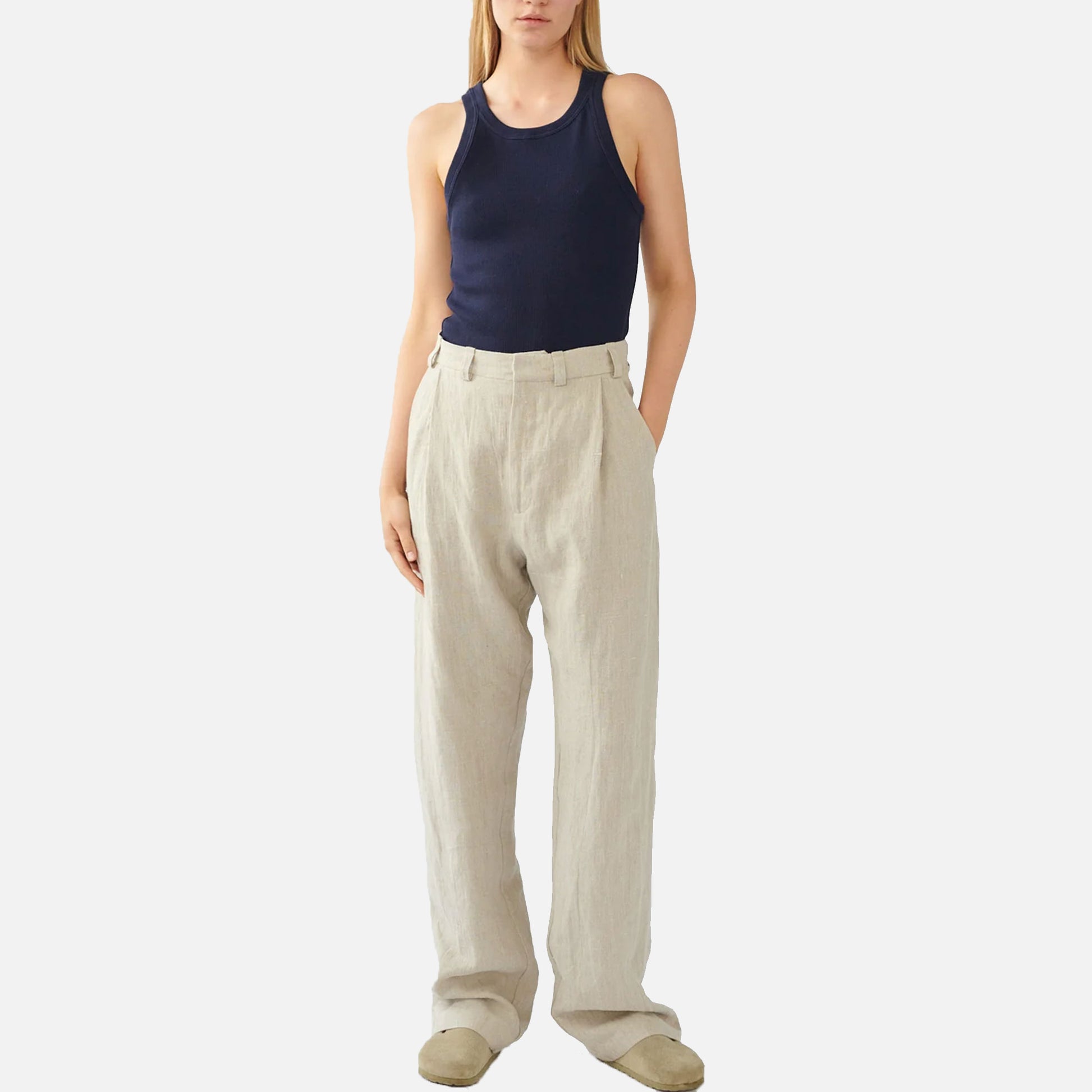 Linen Box Pants Nature