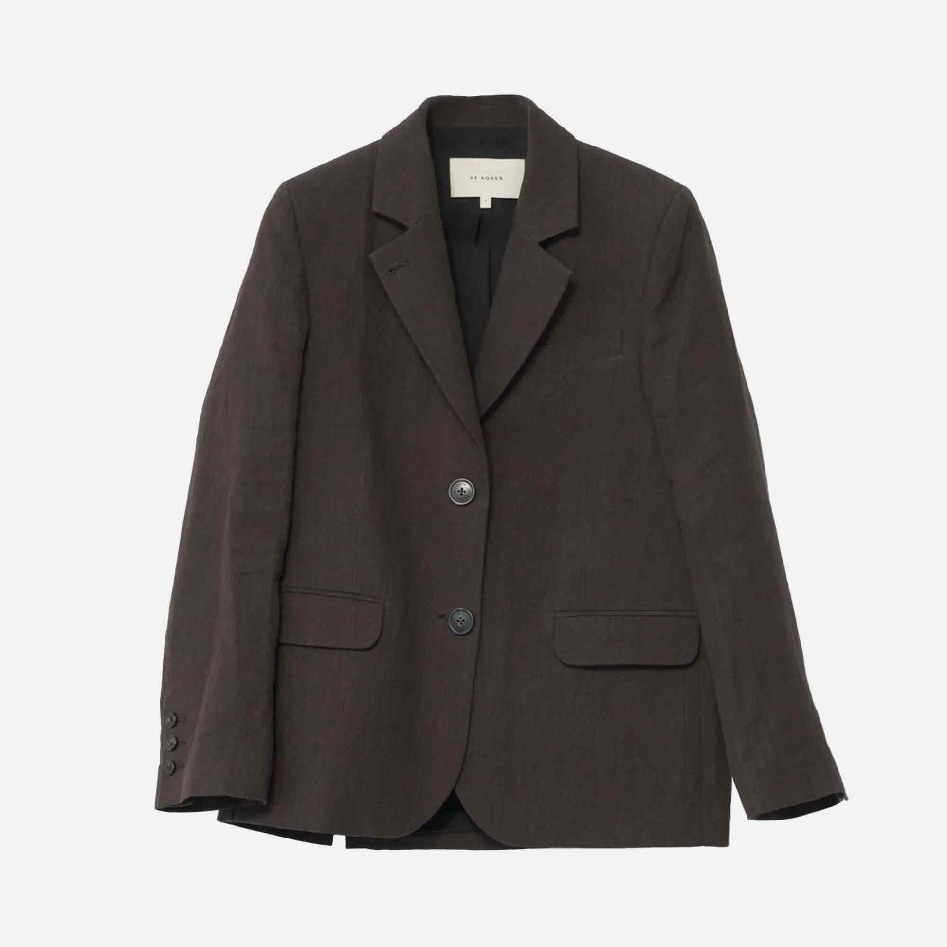 Linen Straight Blazer Brown