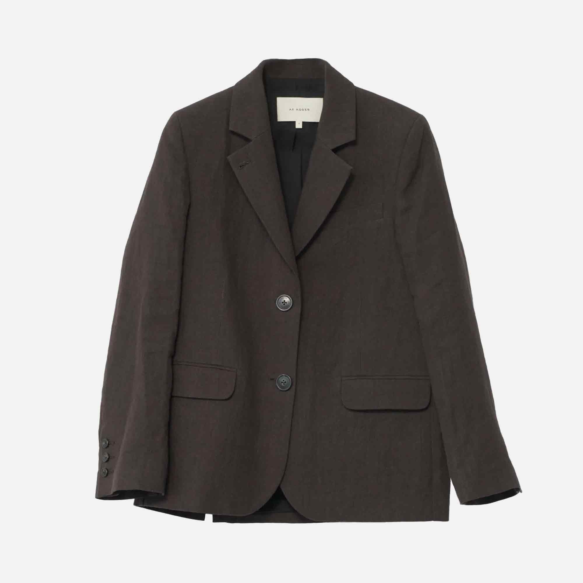 Linen Straight Blazer Brown