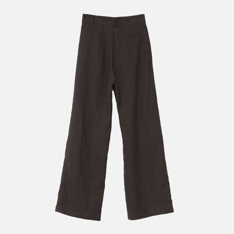 Linen Box Pants Dark Brown