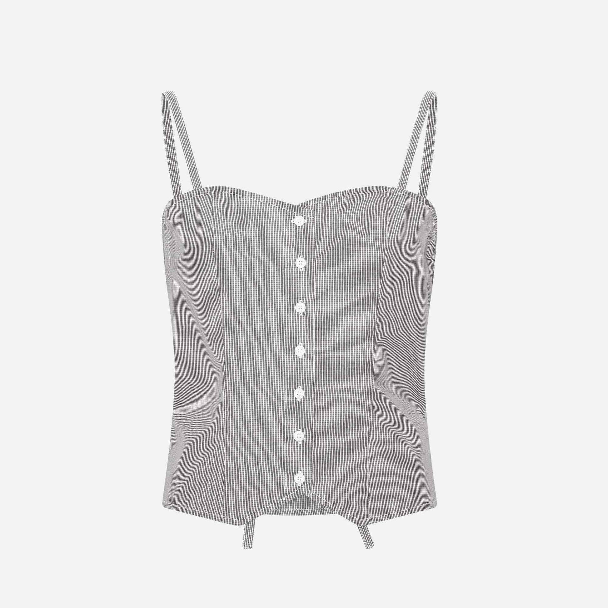 Loel Top Brown Check