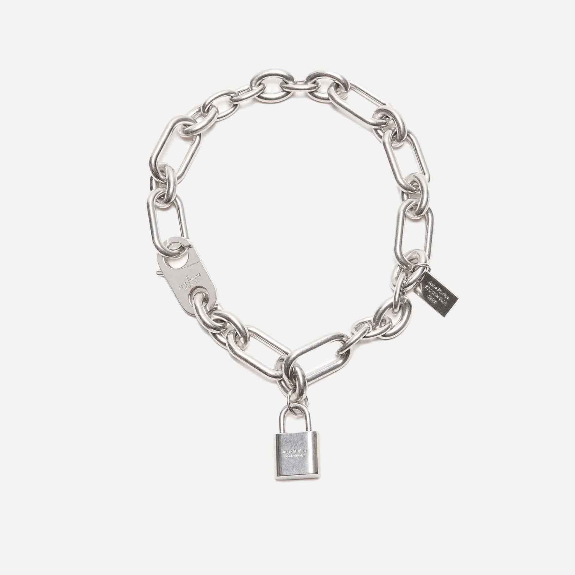 Logo Padlock Necklace Semi Matt Silver