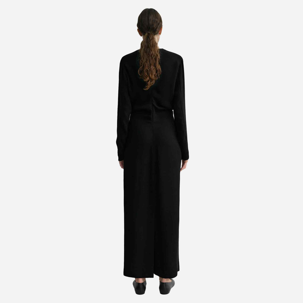 Long-Sleeve Slouch Waist Dress Black