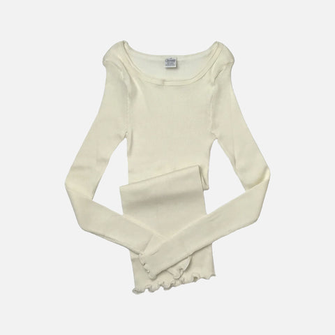 Long Sleeve T-Shirt Wool Silk Rib Ivory