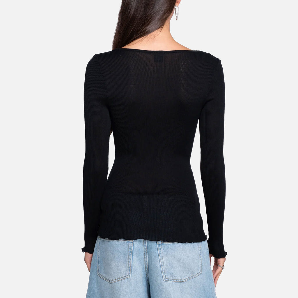 Long Sleeve V-Neck Shirt Black