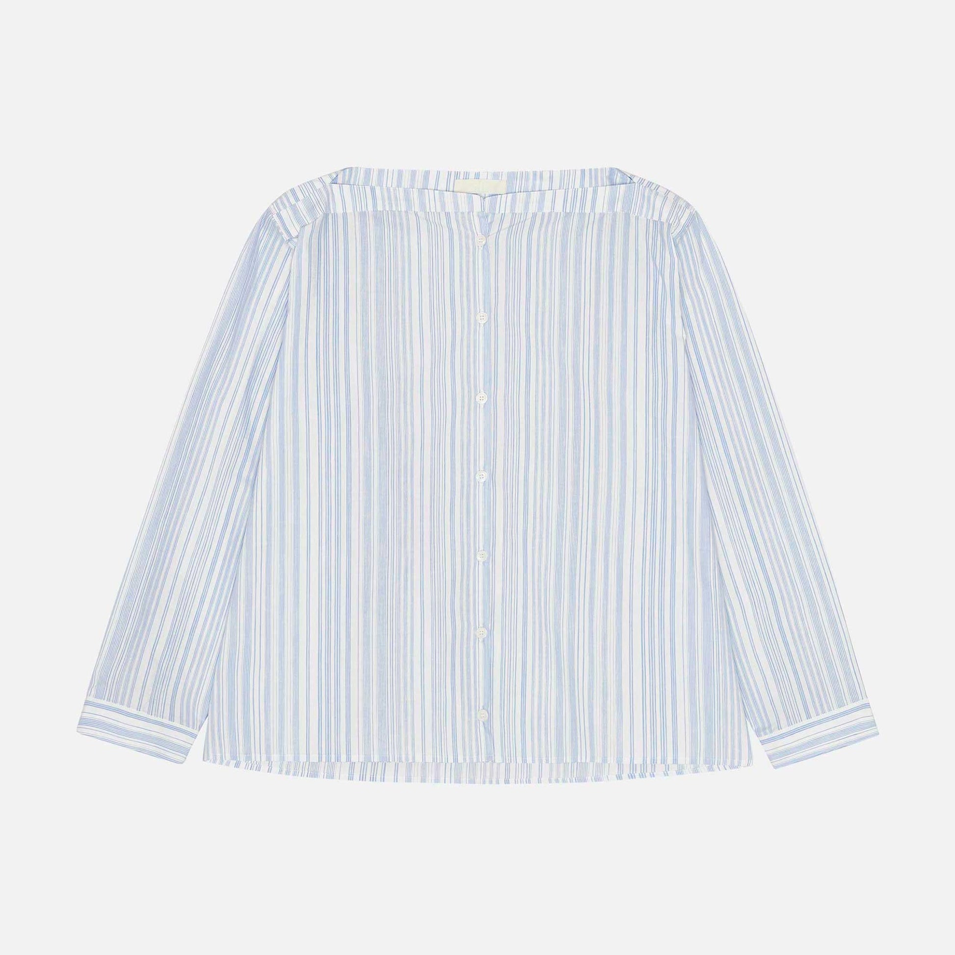 Lou Blouse White/Blue Thin Stripe