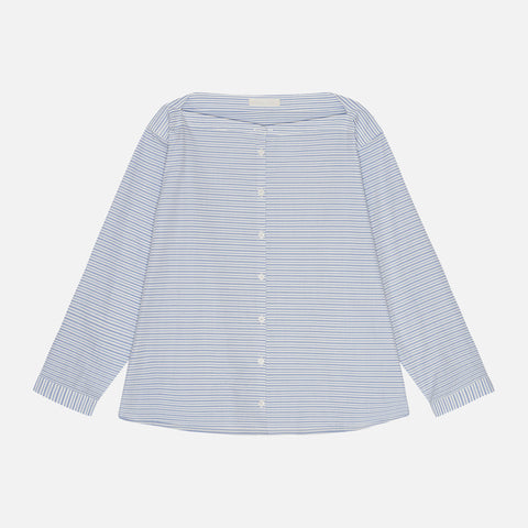 Lou Blouse Blue/White Dobby Stripe