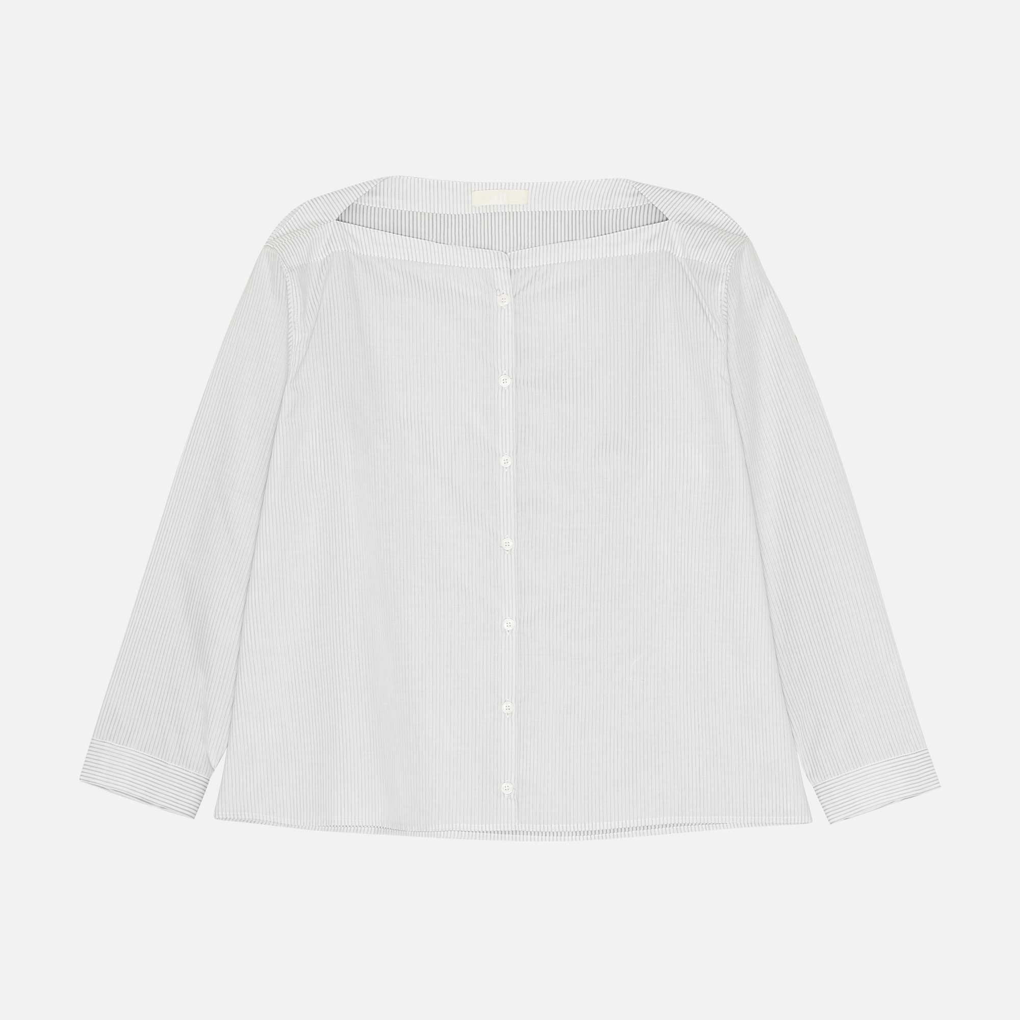 Lou Blouse Grey Dobby Stripe