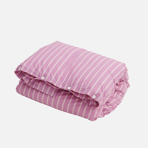 Percale Duvet Cover Mallow Pink Stripes