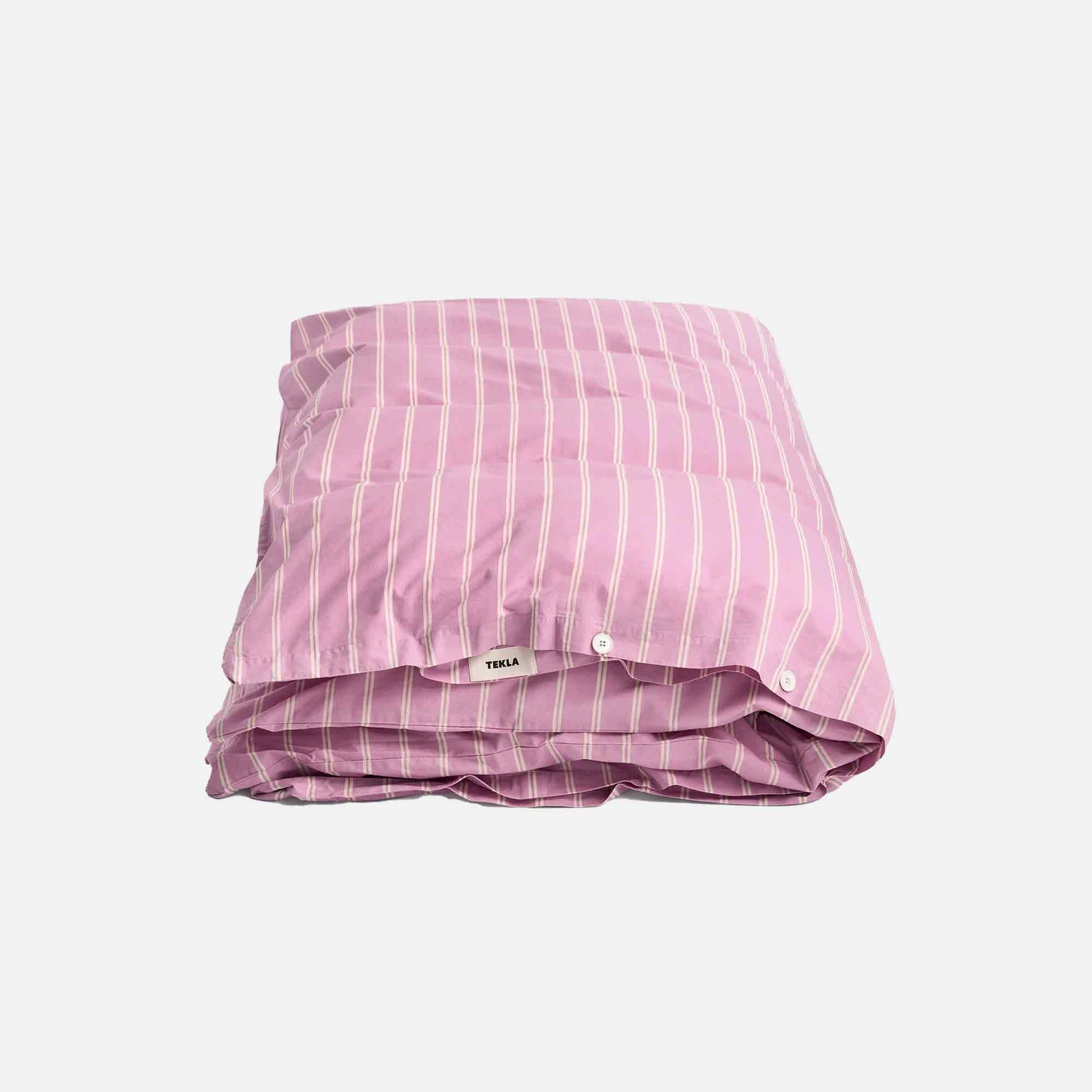 Percale Duvet Cover Mallow Pink Stripes